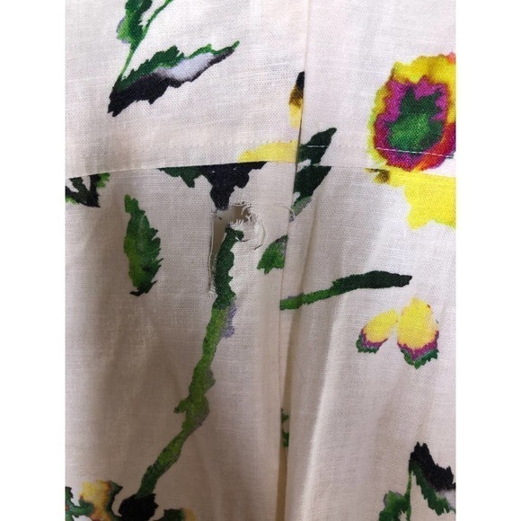 Tanya Taylor Inez Dress Lined V Neck Floral Midi Ivory 0 - Picture 10 of 16